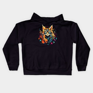 Caracal Playing Violin Kids Hoodie